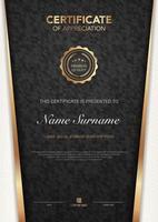 diploma certificate template black and gold color with luxury and modern style vector image, award suitable for appreciation. Vector illustration eps10.