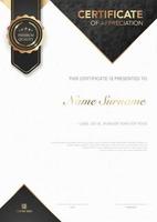 diploma certificate template black and gold color with luxury and modern style vector image, award suitable for appreciation. Vector illustration eps10.