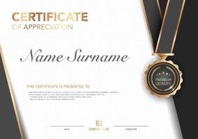 diploma certificate template black and gold color with luxury and modern style vector image.