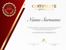 Certificate template red and gold luxury style image. Diploma of geometric modern design. eps10 vector. vector