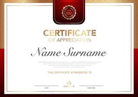 Certificate template red and gold luxury style image. Diploma of geometric modern design. eps10 vector. vector