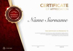 Certificate template red and gold luxury style image. Diploma of geometric modern design. eps10 vector. vector