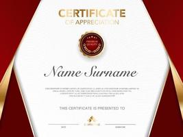 Certificate template red and gold luxury style image. Diploma of geometric modern design. eps10 vector. vector