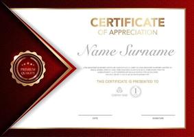 Certificate template red and gold luxury style image. Diploma of geometric modern design. eps10 vector. vector