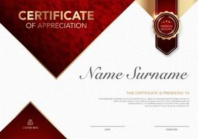 Certificate template red and gold luxury style image. Diploma of geometric modern design. eps10 vector. vector