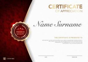 Certificate template red and gold luxury style image. Diploma of geometric modern design. eps10 vector. vector