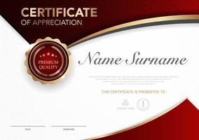 Certificate template red and gold luxury style image. Diploma of geometric modern design. eps10 vector. vector