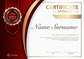 Certificate template red and gold luxury style image. Diploma of geometric modern design. eps10 vector. vector