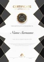 diploma certificate template black and gold color with luxury and modern style vector image, award suitable for appreciation. Vector illustration eps10.