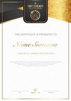 diploma certificate template black and gold color with luxury and modern style vector image, award suitable for appreciation. Vector illustration eps10.