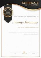 diploma certificate template black and gold color with luxury and modern style vector image, award suitable for appreciation. Vector illustration eps10.