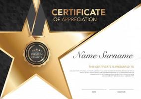 diploma certificate template black and gold color with luxury and modern style vector image.