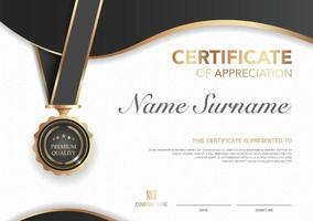 diploma certificate template black and gold color with luxury and modern style vector image.