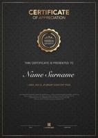 diploma certificate template black and gold color with luxury and modern style vector image, award suitable for appreciation. Vector illustration eps10.