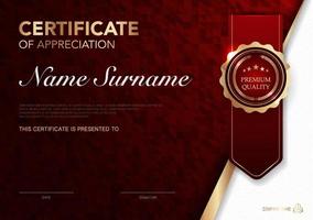 Certificate template red and gold luxury style image. Diploma of geometric modern design. eps10 vector. vector