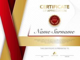 Certificate template red and gold luxury style image. Diploma of geometric modern design. eps10 vector. vector