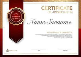 Certificate template red and gold luxury style image. Diploma of geometric modern design. eps10 vector. vector