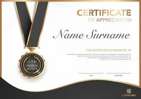 diploma certificate template black and gold color with luxury and modern style vector image.