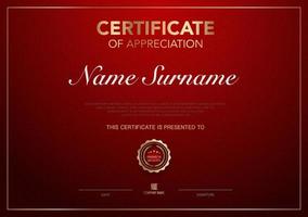 Certificate template red and gold luxury style image. Diploma of geometric modern design. eps10 vector. vector