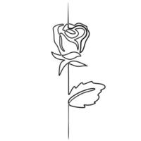 One line rose design. Hand drawn minimalism style vector illustration.