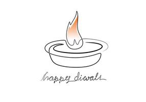 Burning fire candle in continuous one line drawing vector