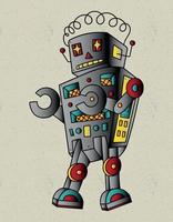 robot retro tattoo old school vector