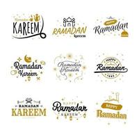 Ramadan Kareem Vector Template Collection. Happy Eid Mubarak Typography and Eid Al Fitr Lettering 24