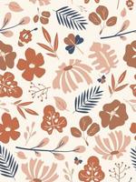 Flat Leaves in Summer Pattern Background vector