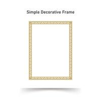 Decorative Ornament Square Frame. Simple Gold Line border for Photo, Certificate Design vector