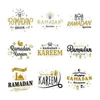 Ramadan Kareem Vector Template Collection. Happy Eid Mubarak Typography and Eid Al Fitr Lettering 24