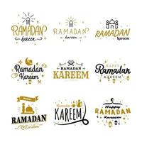 colección de plantillas vectoriales de ramadan kareem. feliz tipografía eid mubarak y letras eid al fitr 24 vector