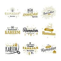 colección de plantillas vectoriales de ramadan kareem. feliz tipografía eid mubarak y letras eid al fitr 24 vector
