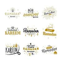 Ramadan Kareem Vector Template Collection. Happy Eid Mubarak Typography and Eid Al Fitr Lettering 24