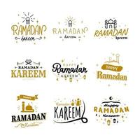 Ramadan Kareem Vector Template Collection. Happy Eid Mubarak Typography and Eid Al Fitr Lettering 24