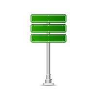 Realistic Green street and road signs. City illustration vector. Street traffic sign isolated, signboard or signpost direction image