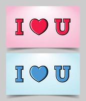 Set of Typography I love You for Valentine's Day. Greeting Cards with Heart Icon Design vector