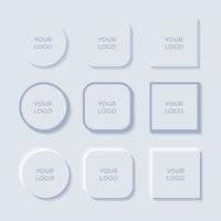neumorphism Apps Icon Template. Set of Smartphone Application Mockup vector