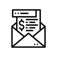 Envelope with money icon in line style. Vector illustration of business message