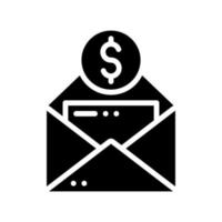 Envelope with money icon in glyph style. Vector illustration of business message