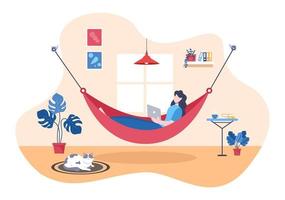 People Lying on Hammock Illustration vector