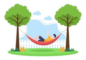 People Lying on Hammock Illustration vector