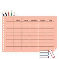 Creative school schedule card with colored pencils vector