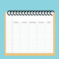 School timetable card with background notepad vector