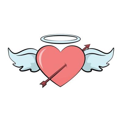 Valentines heart card with arrow wings
