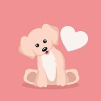 Beautiful baby puppy dog valentines card vector