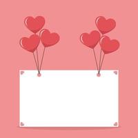 hermoso cartel de tarjeta de san valentín con globos de corazones vector