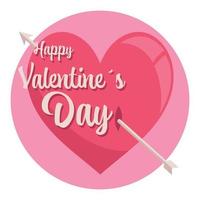 Heart pierced with an arrow with happy valentines day lettering vector