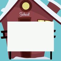 School timetable card with cartoon house theme vector