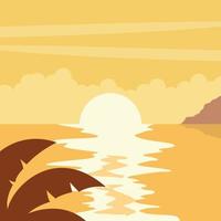 hermoso diseño de puesta de sol en el vector de playa