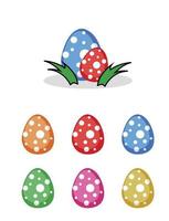 huevos de pascua, ilustración simple de huevos de dinosaurio, huevos coloridos vector